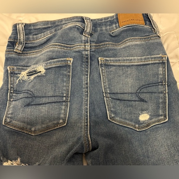 American Eagle Women's High Rise Jeggings Super Stretch Size 00 Distressed - Picture 11 of 12